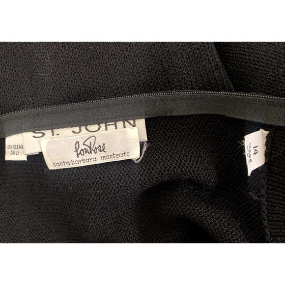 St John Santana Knit Top Long Sleeve Crew Neck Paillette Embellished Black 14 XL - Picture 9 of 9